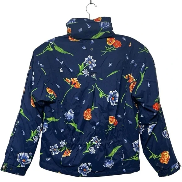 Obermeyer Iris Blue Floral Zip Front Insulated Ski Snowboard Hood Coat Women 12 - Picture 9 of 16